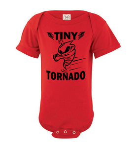 Tiny Tornado Funny Kids Shirts onesie red