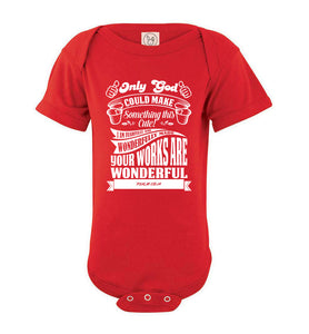 Only God Could Make Something This Cute Christian Baby Onesie red