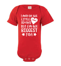 Load image into Gallery viewer, Little Brother Biggest Fan Football Brother Bodysuit red