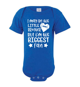 Little Brother Biggest Fan Football Brother Bodysuit royal blue