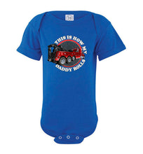Load image into Gallery viewer, This Is How My Daddy Rolls Tow Truck Kid&#39;s Trucker Tee  bodysuite royal