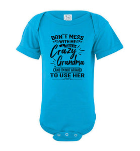 Crazy Grandma T Shirts | Funny Grandchild T-Shirts | Funny grandchildren sayings onesie turquise