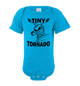 Tiny Tornado Funny Kids Shirts onesie  turquoise 