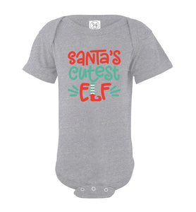 Santa's Cutest Elf Christmas onesie gray
