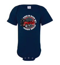 Load image into Gallery viewer, This Is How My Daddy Rolls Tow Truck Kid&#39;s Trucker Tee  bodysuite navy