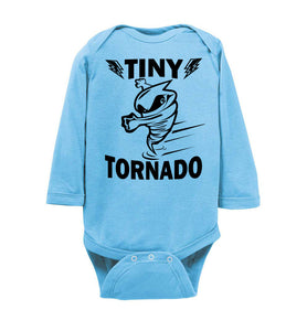 Tiny Tornado Funny Kids Shirts onesie ls light blue