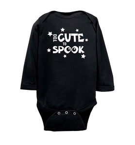Too Cute To Spook Funny Halloween Shirts onesie ls black