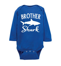 Load image into Gallery viewer, Brother Shark Shirt onesie ls royal