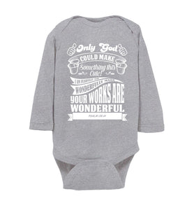 Only God Could Make Something This Cute Christian Baby Onesie ls heather
