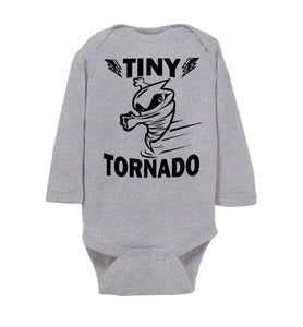 Tiny Tornado Funny Kids Shirts onesie ls heather