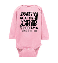 Load image into Gallery viewer, Funny Baby Onesie Quotes, Party At My Crib, Funny Baby Gifts ls  pink