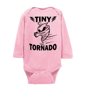 Tiny Tornado Funny Kids Shirts onesie ls pink