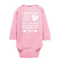 Load image into Gallery viewer, Little Sister Biggest Fan Football Sister Bodysuit ls  pink
