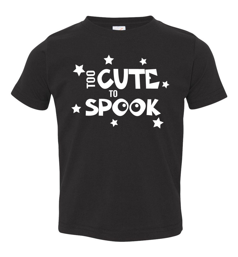 Too Cute To Spook Funny Halloween Shirts toddler black