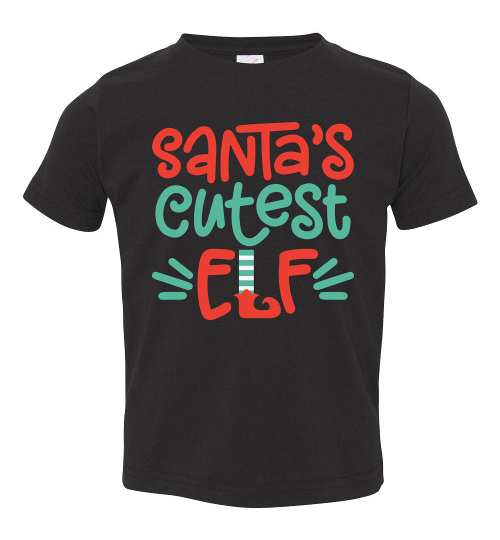 Santa's Cutest Elf Christmas Shirts toddler black