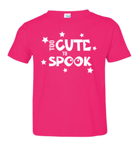Too Cute To Spook Funny Halloween Shirts toddler pink