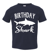 Load image into Gallery viewer, Birthday Shark Shirt toddler navy