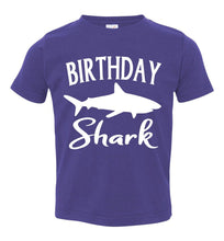 Load image into Gallery viewer, Birthday Shark Shirt toddler purple