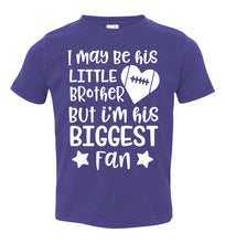 Load image into Gallery viewer, Little Brother Biggest Fan Football Brother Shirt purple