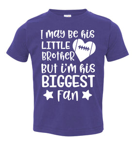 Little Brother Biggest Fan Football Brother Shirt purple