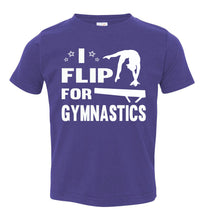 Load image into Gallery viewer, I Flip For Gymnastics T Shirts toddler purple