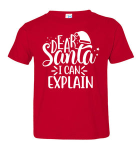 Dear Santa I Can Explain Funny Christmas Shirts toddler  red