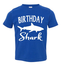 Load image into Gallery viewer, Birthday Shark Shirt toddler royal