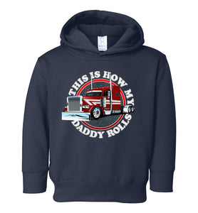 This Is How My Daddy Rolls Kid's Trucker Hoodie navy
