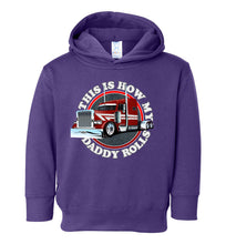 Load image into Gallery viewer, This Is How My Daddy Rolls Kid&#39;s Trucker Hoodie purple