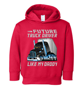 Future Truck Driver Like My Daddy Trucker Kids Hoodie red