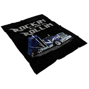 Rockin And A Rollin Trucker Fleece Throw Blanket 3