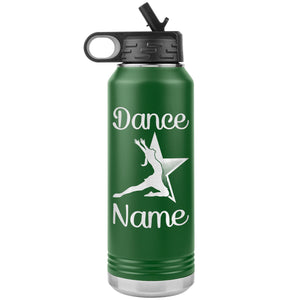 Dance Tumbler Water Bottle, Personalized Dance Gifts green