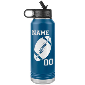32oz. Water Bottle Tumblers Personalized Football Water Bottles blue