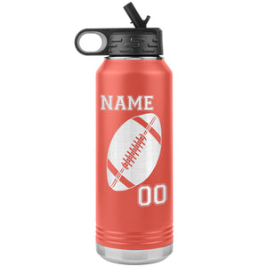 32oz. Water Bottle Tumblers Personalized Football Water Bottles coral 