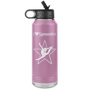 I Love Gymnastics Water Bottle Tumbler light purple
