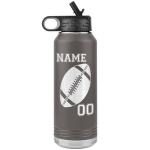 32oz. Water Bottle Tumblers Personalized Football Water Bottles pewter