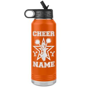 32oz Cheerleading Water Bottle Tumbler, Cheer Gifts orange