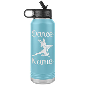 Dance Tumbler Water Bottle, Personalized Dance Gifts light blue