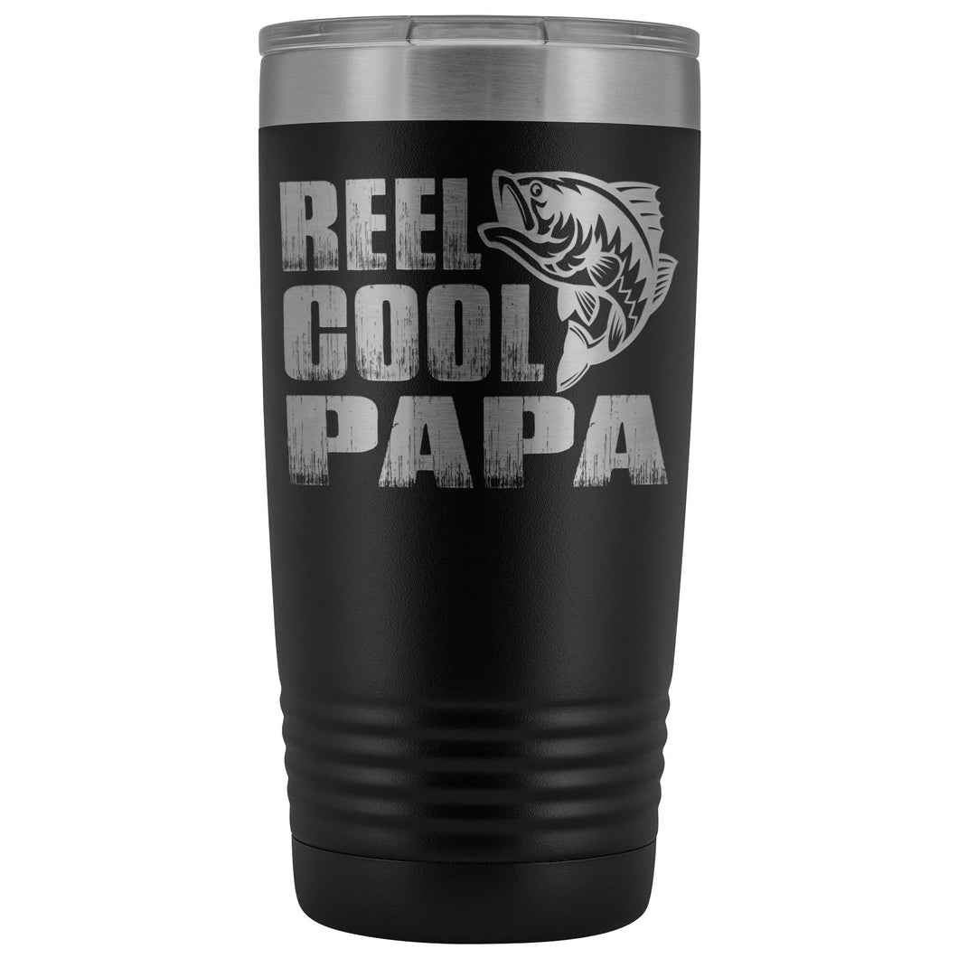 Reel Cool Papa Fishing Papa 20oz Tumbler design 2 black