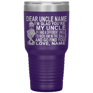 Dear Uncle I'm Glad You're My Uncle Funny Uncle Tumbler purple