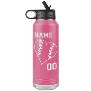 32oz Tumbler Softball Water Bottle Or Baseball Water Bottle pink