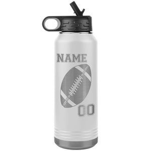 32oz. Water Bottle Tumblers Personalized Football Water Bottles white