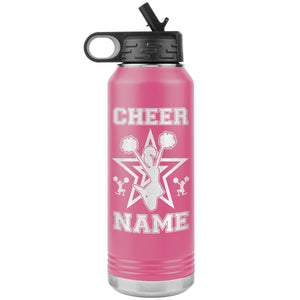 32oz Cheerleading Water Bottle Tumbler, Cheer Gifts pink