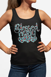 Blessed Mama Leopard Print Mom Quote Tanks racerback 