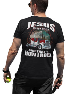 Christian Trucker Shirt Jesus Is My Rock And That's How I Roll