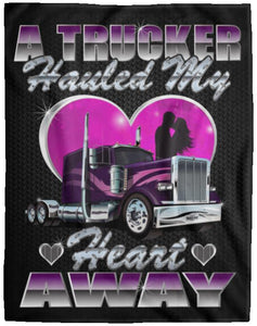A Trucker Hauled My Heart away Trucker Wife or Girlfriend Fleece Throw Blanket 2 
