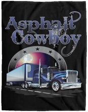 Load image into Gallery viewer, Asphalt Cowboy Trucker Fleece Throw Blanket Pete With Reefer 2