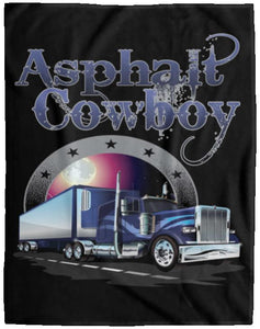 Asphalt Cowboy Trucker Fleece Throw Blanket Pete With Reefer 2
