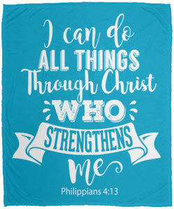 I Can Do All Things Through Christ Christian Blanket Throws turquoise 