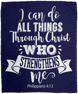 I Can Do All Things Through Christ Christian Blanket Throws navy
